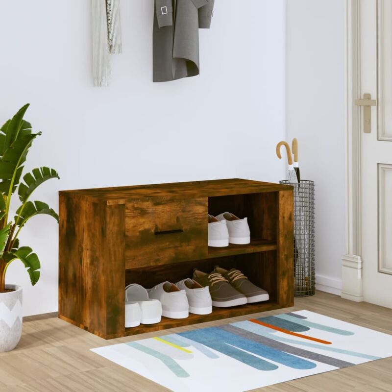 foto del prodotto scarpiera rovere fumo 80x35x45 cm in legno multistrato vidaxl