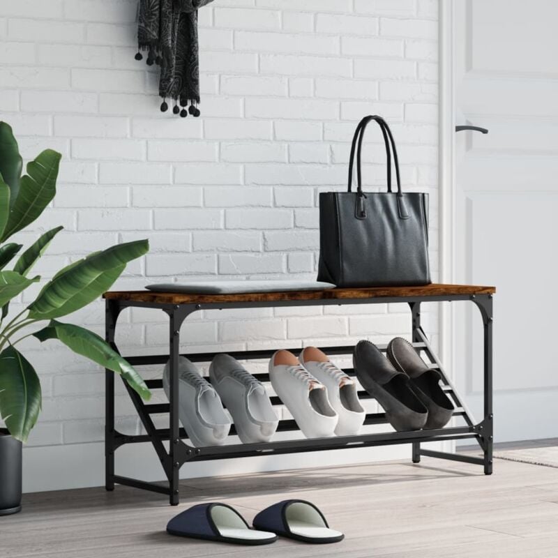 foto del prodotto scarpiera rovere fumo 90x30x45 cm in legno multistrato vidaxl