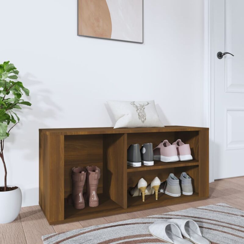 foto del prodotto scarpiera rovere marrone 100x35x45 cm in legno multistrato