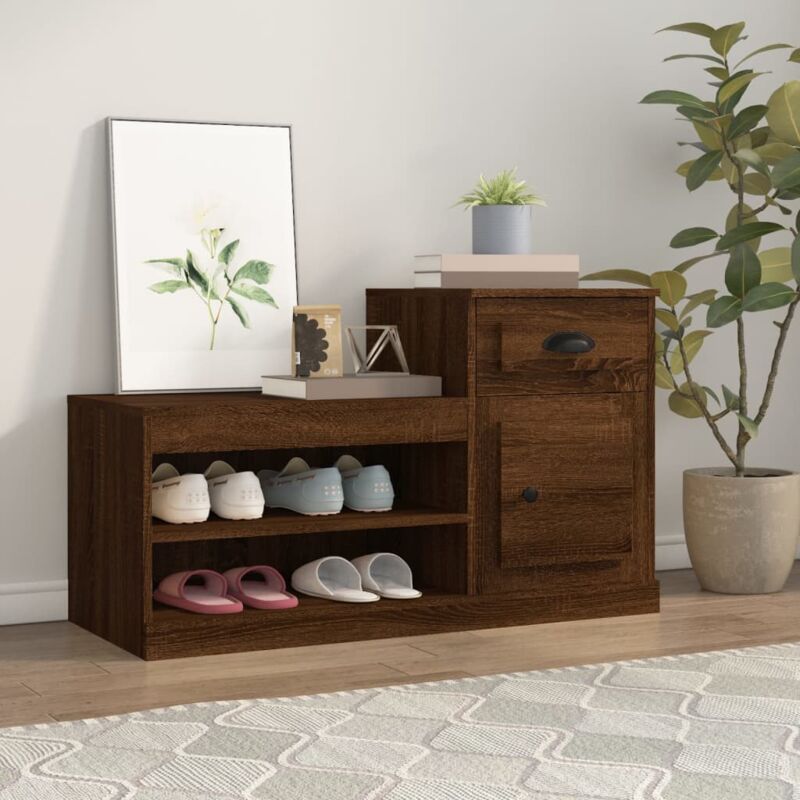 foto del prodotto scarpiera rovere marrone 100x42x60 cm in legno multistrato