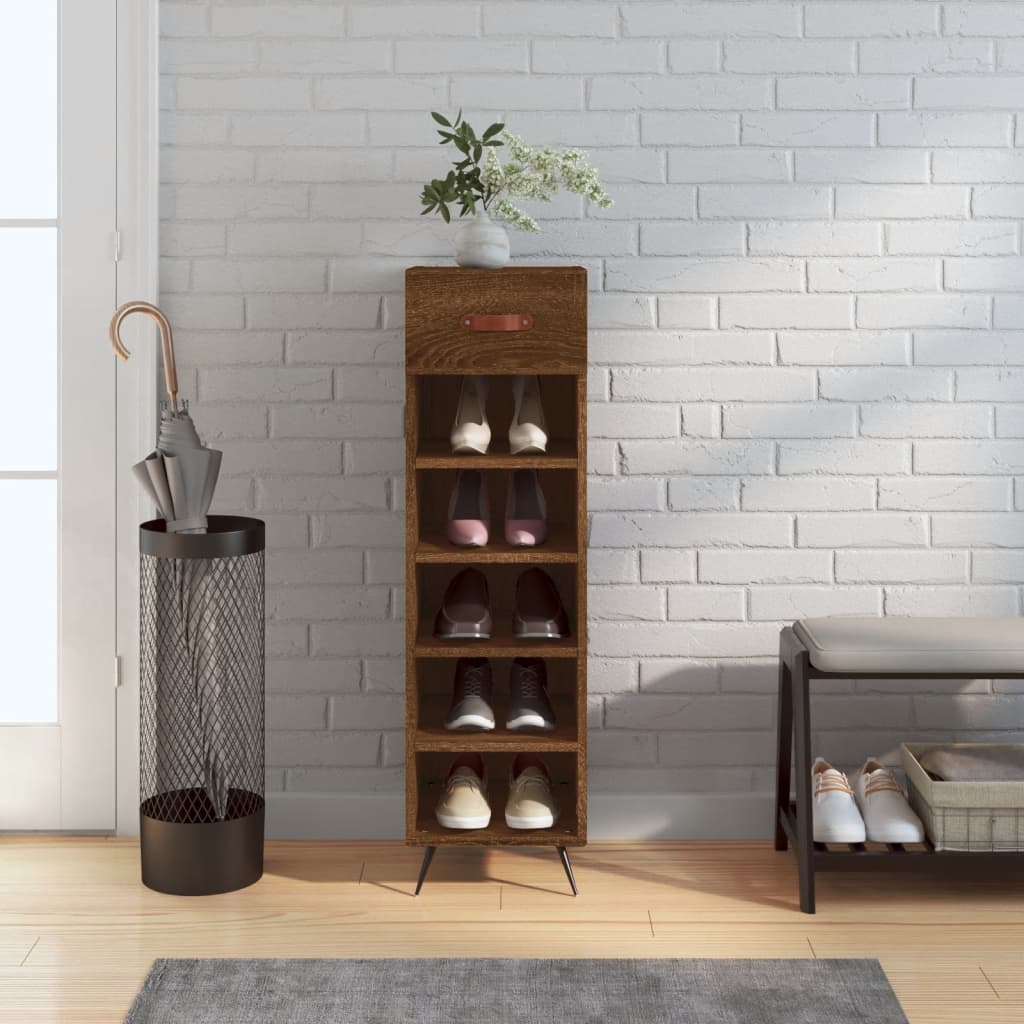 foto del prodotto scarpiera rovere marrone 30x35x105 cm in legno multistratocod mxl 81436