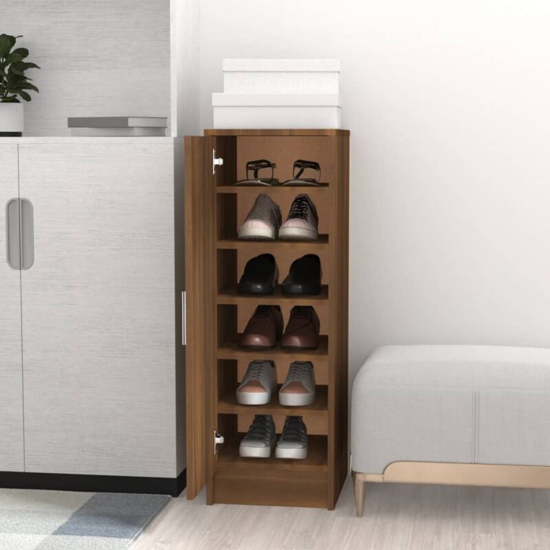 foto del prodotto scarpiera rovere marrone 32x35x92 cm in legno multistrato