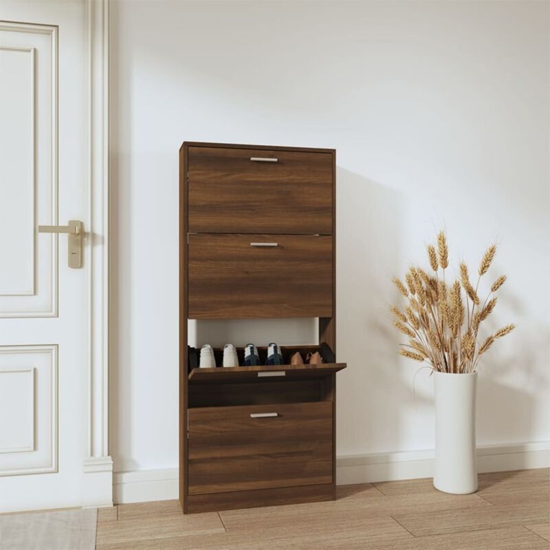 foto del prodotto scarpiera rovere marrone 59x17x150 cm in legno multistrato vidaxl
