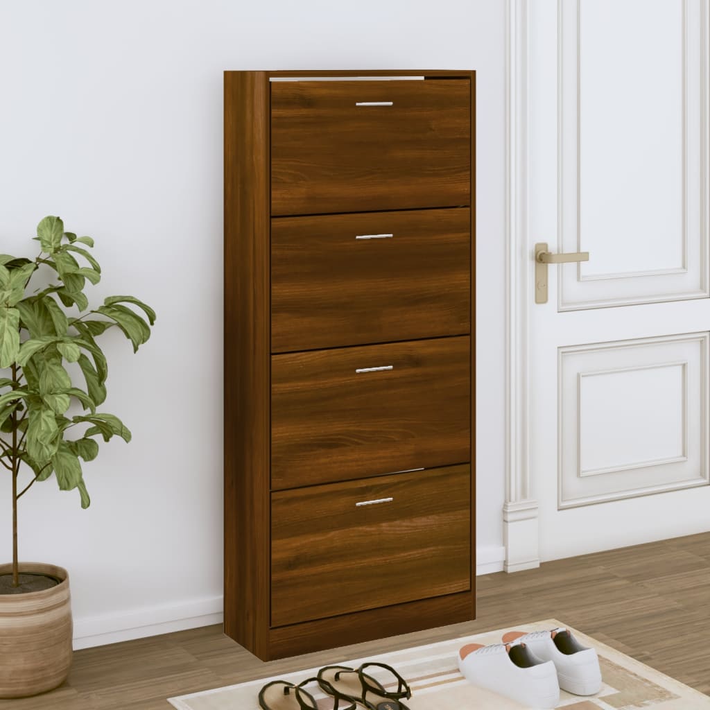 foto del prodotto scarpiera rovere marrone 63x24x147 cm in legno multistrato