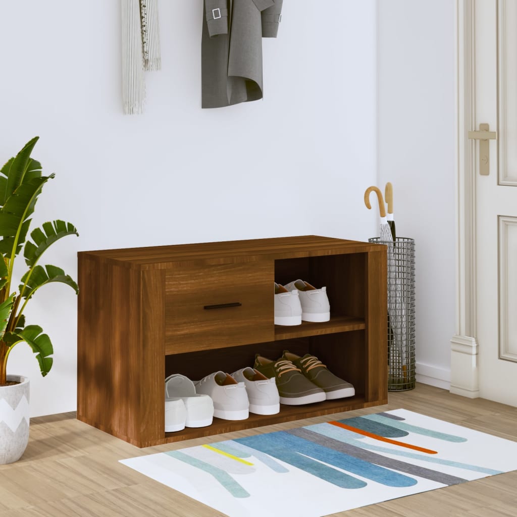 foto del prodotto scarpiera rovere marrone 80x35x45 cm in legno multistrato