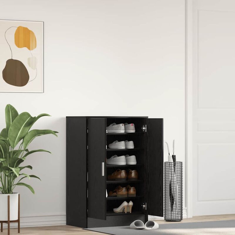 foto del prodotto scarpiera rovere rovere nero 60x35x92 cm in legno multistrato - vidaxl