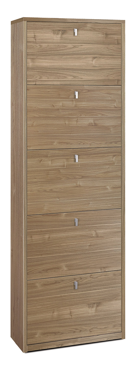 foto del prodotto scarpiera salvaspazio 5 ante 25 paia 63x190x29 cm noce stelvio