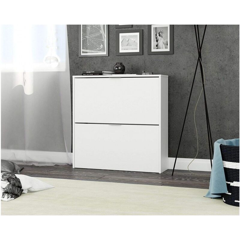 foto del prodotto scarpiera salvaspazio 75x22x76 cm bianco opaco con 2 ribalte a doppia profondit russia