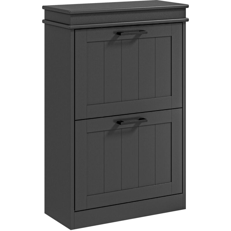 foto del prodotto scarpiera salvaspazio design moderno 2 cassetti ribaltabili 54x24x82,5 cm nero