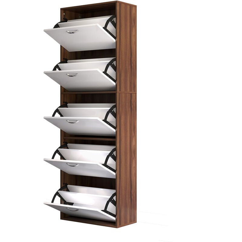 foto del prodotto scarpiera salvaspazio in legno con 5 scomparti per 30 paia 60x28x189 cm