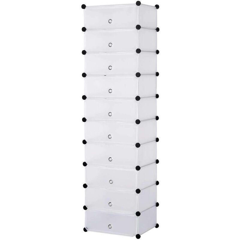 foto del prodotto scarpiera salvaspazio scaffale modulare 10 scomparti multiuso portascarpe bianco woltu