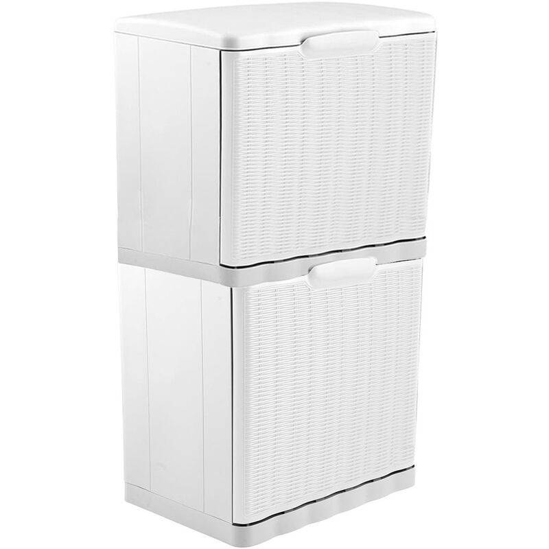 foto del prodotto scarpiera salvaspazio set 2 porta scarpe bianco impilabile contiene fino 4 paia slim componibile da esterno balcone in plastica