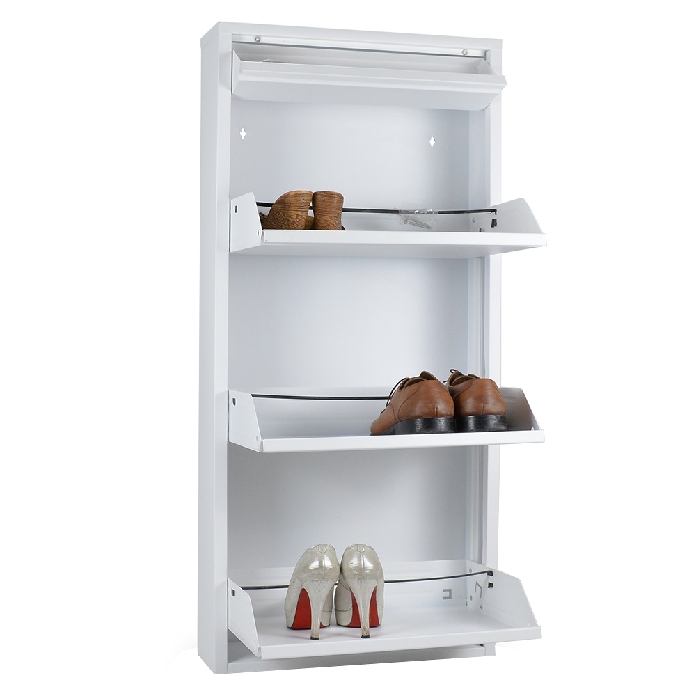 foto del prodotto scarpiera salvaspazio slim a 3 ante bianca con cassetto extra portaoggetti 15x50x115 cm 6 9 paia di scarpe