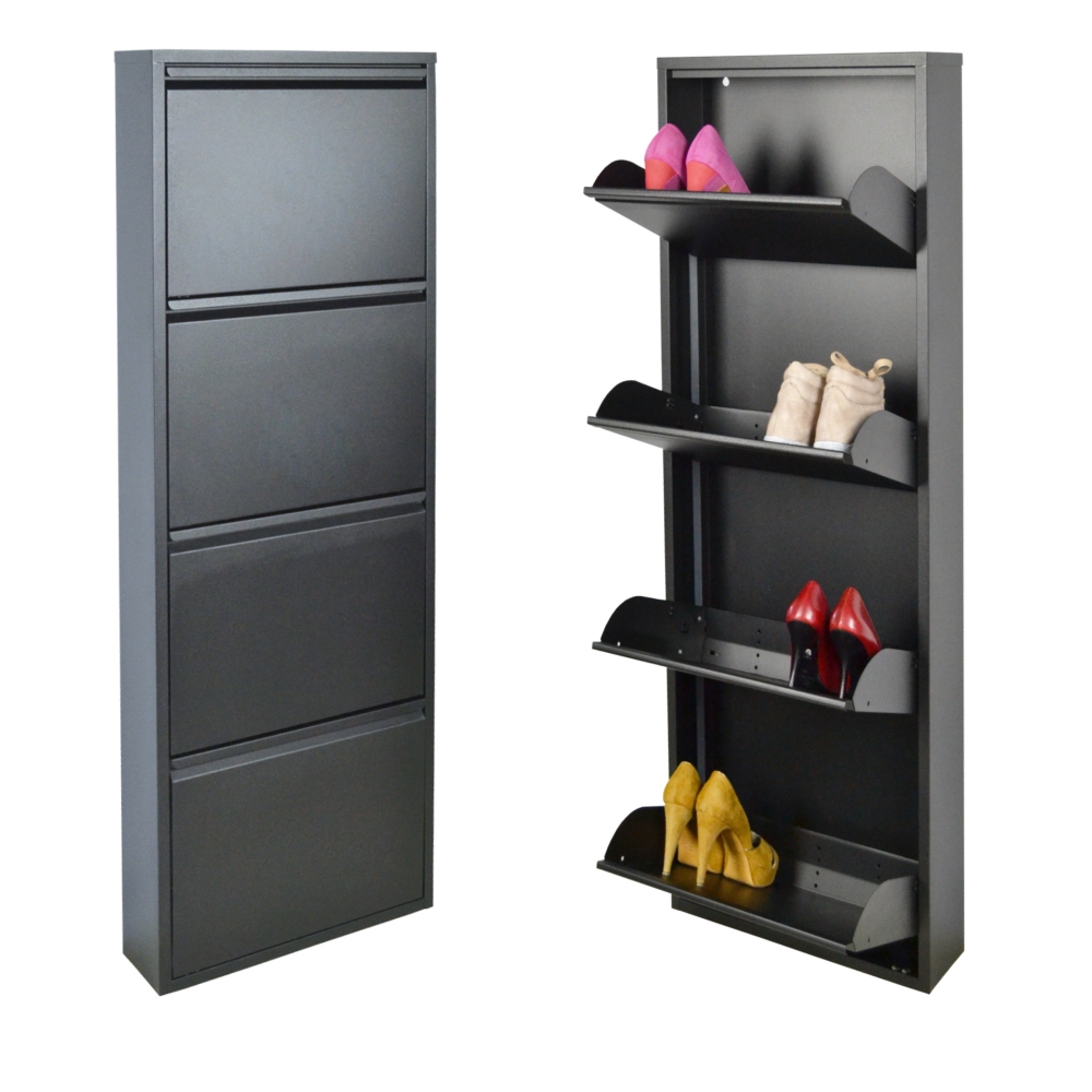 foto del prodotto scarpiera salvaspazio slim a 4 ante nera l 39 originale 15x50x138 cm 8 12 paia di scarpe nente da montare