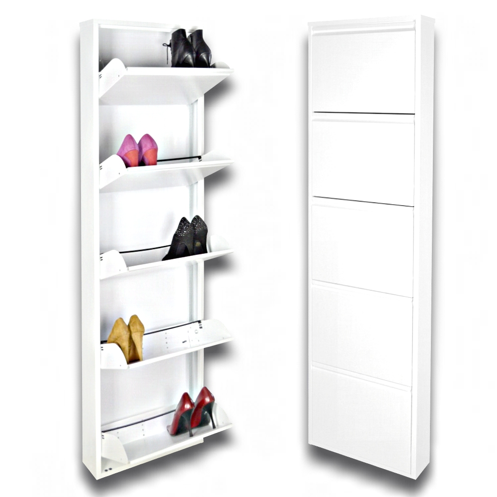foto del prodotto scarpiera salvaspazio slim a 5 ante bianca l 39 originale 15x50x170 cm 10 15 paia di scarpe gia 39 montate