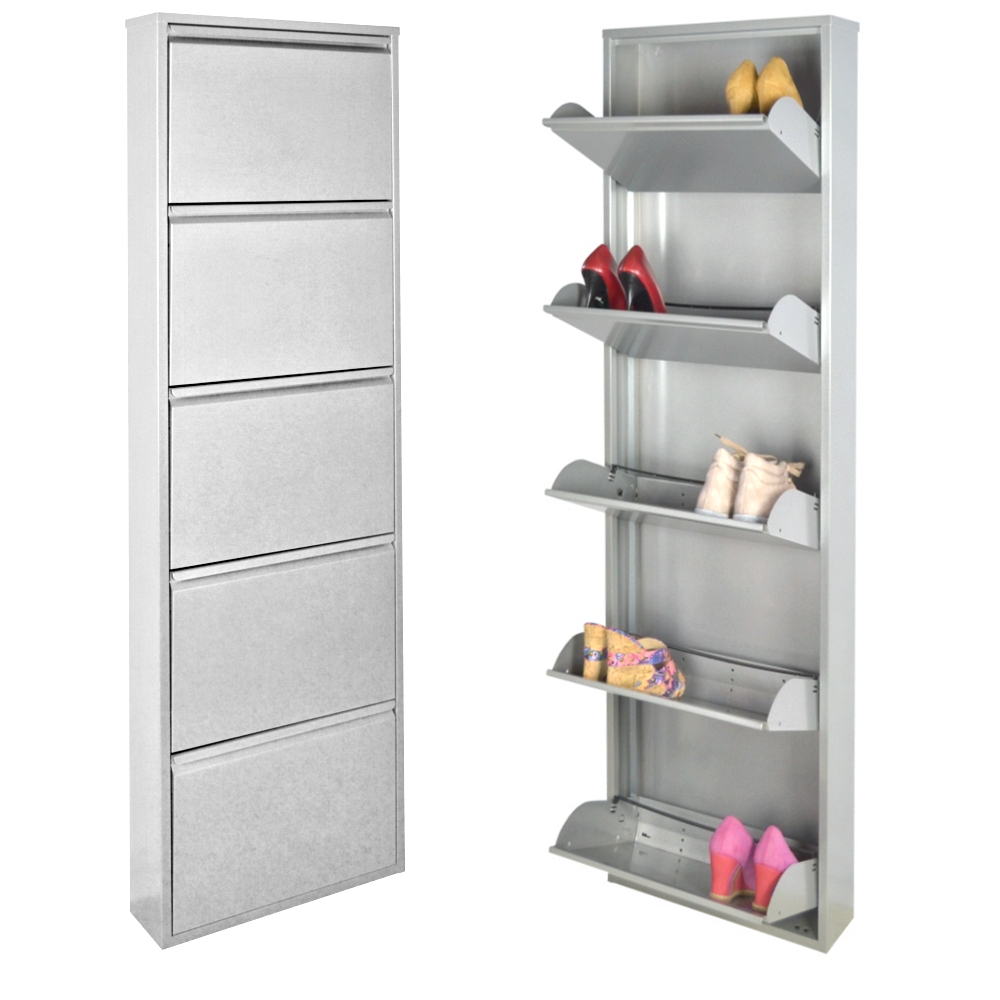 foto del prodotto scarpiera salvaspazio slim a 5 ante grigia l 39 originale 15x50x170 cm 10 15 paia di scarpe gia 39 montate