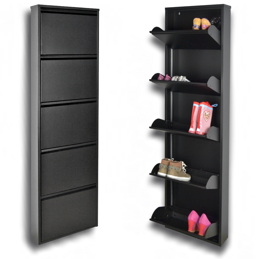 foto del prodotto scarpiera salvaspazio slim a 5 ante nera l originale 15x50x170 cm 10 15 paia di scarpe gia montate