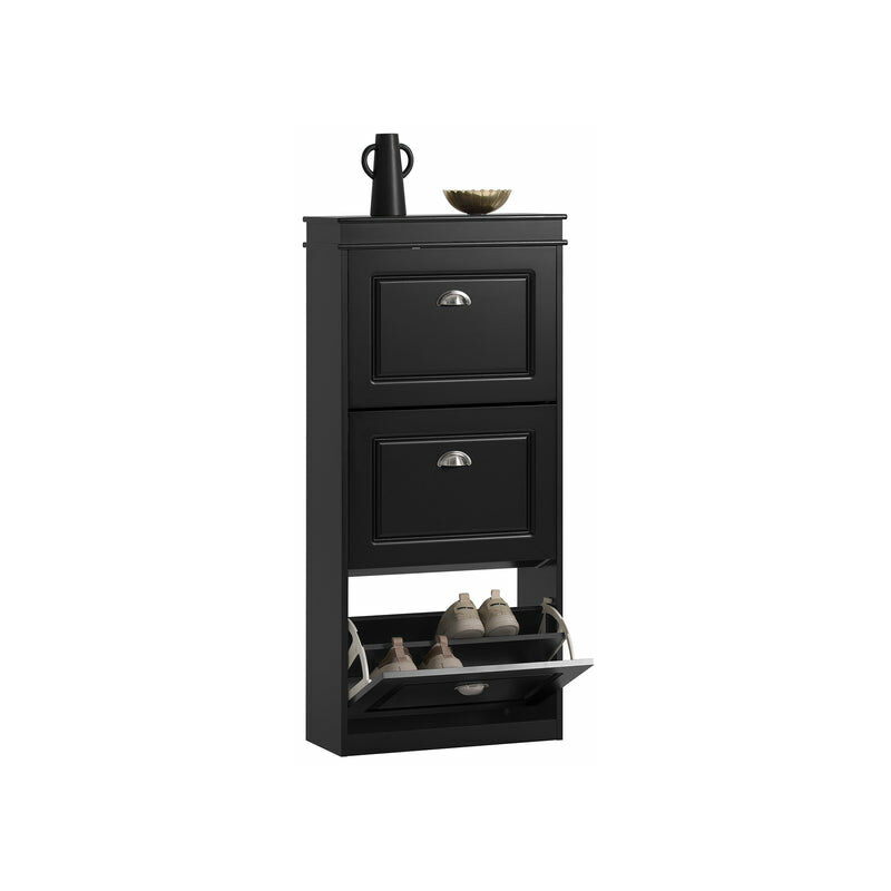 foto del prodotto scarpiera salvaspazio slim con 3 ante portascarpe salvaspazio regolabili 52x23x117cm sobuy nero fsr94 sch