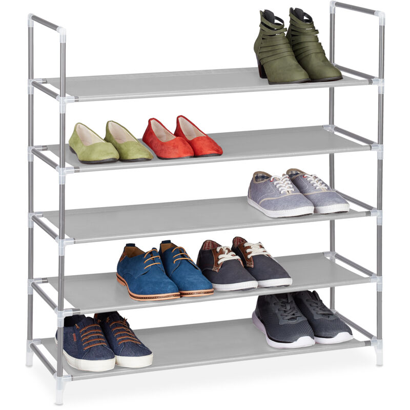 foto del prodotto scarpiera salvaspazio xl, con rivestimento in tessuto non tessuto, 5 ripiani per 20 paia di scarpe, grigio relaxdays