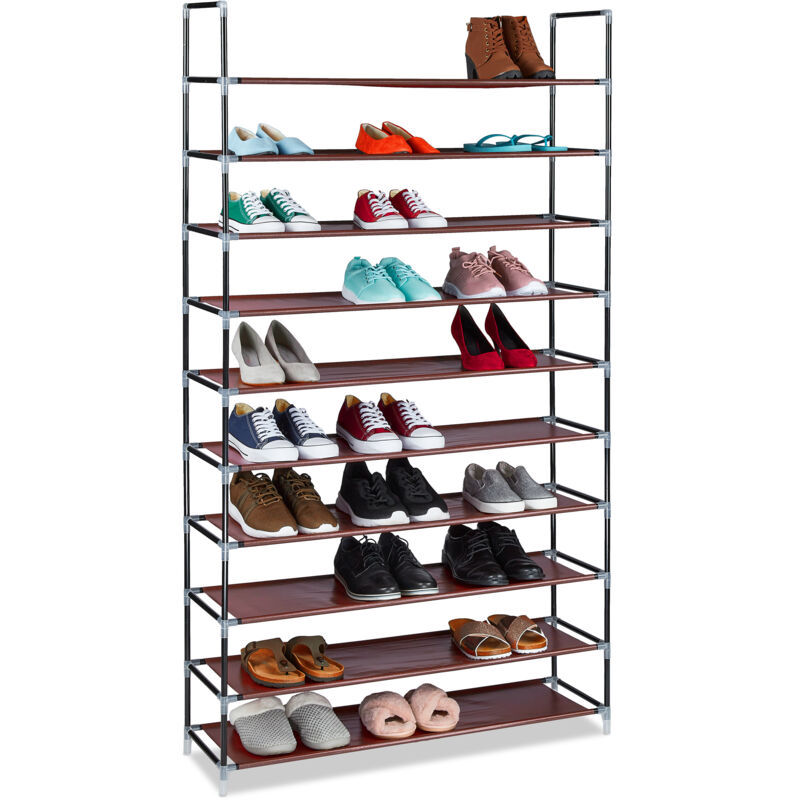 foto del prodotto scarpiera salvaspazio xxl, con rivestimento in tessuto non tessuto, 10 ripiani per 50 paia di scarpe, bordeaux relaxdays
