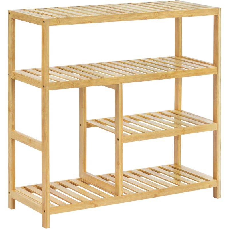 foto del prodotto scarpiera scaffale libreria casa 4 ripiani legno bambu 68x26x68.5cm ingresso casa woltu