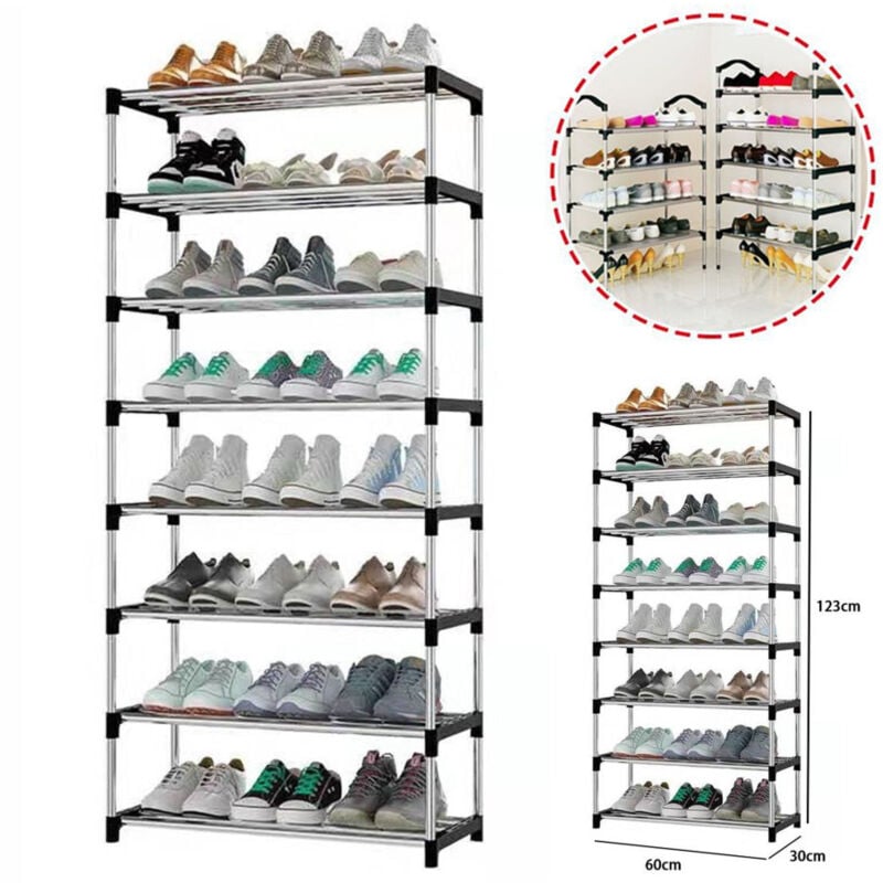 foto del prodotto scarpiera scaffale multiuso 8 ripiani in metallo salvaspazio 123x30x60cm trade shop traesio