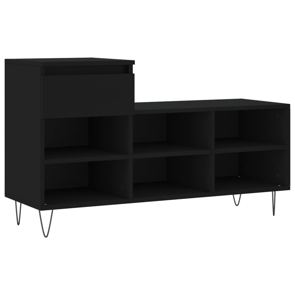 foto del prodotto scarpiera scarpiera mobile portaoggetti ingresso corridoio soggiorno 102 x 36 x 60 cm legno composito nero