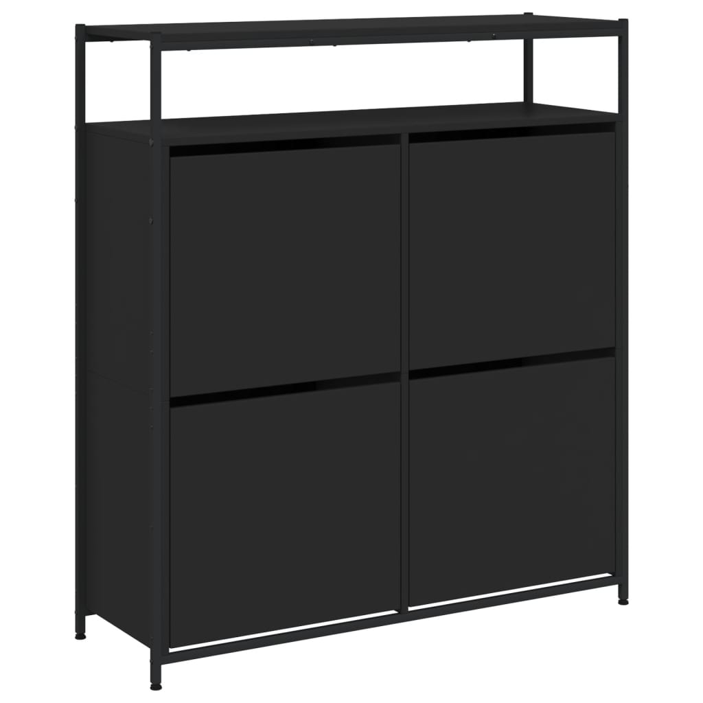 foto del prodotto scarpiera scarpiera mobile portaoggetti ingresso corridoio soggiorno 4 cassetti pieghevoli 100 x 34 x 112 cm nero 02 0021379