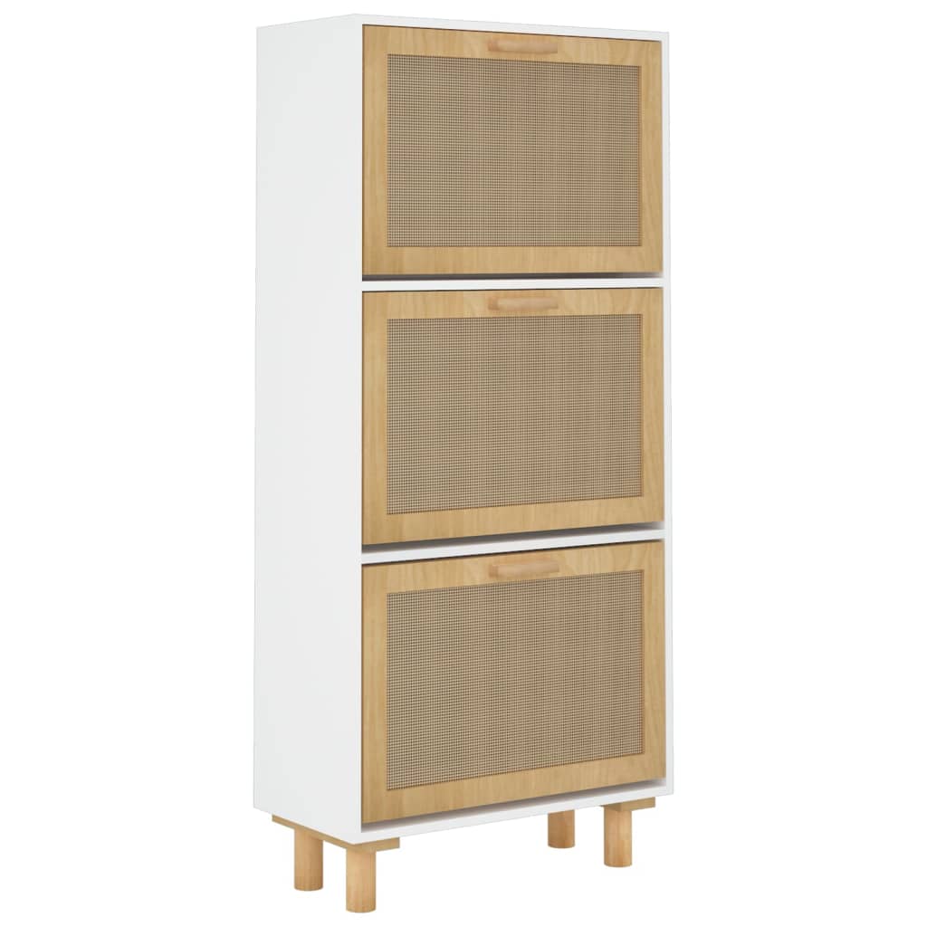 foto del prodotto scarpiera scarpiera mobile portaoggetti ingresso corridoio soggiorno 52 x 25 x 115 cm derivati del legno rattan bianco 02 0021463