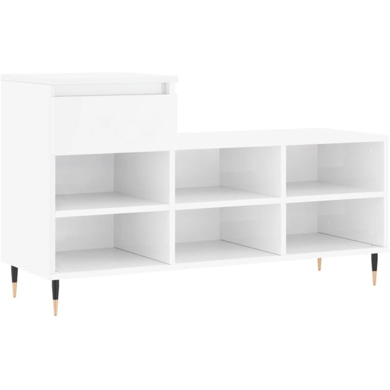foto del prodotto scarpiera scarpiera mobile portaoggetti ingresso corridoio soggiorno lucido 102 x 36 x 60 cm legno composito bianco