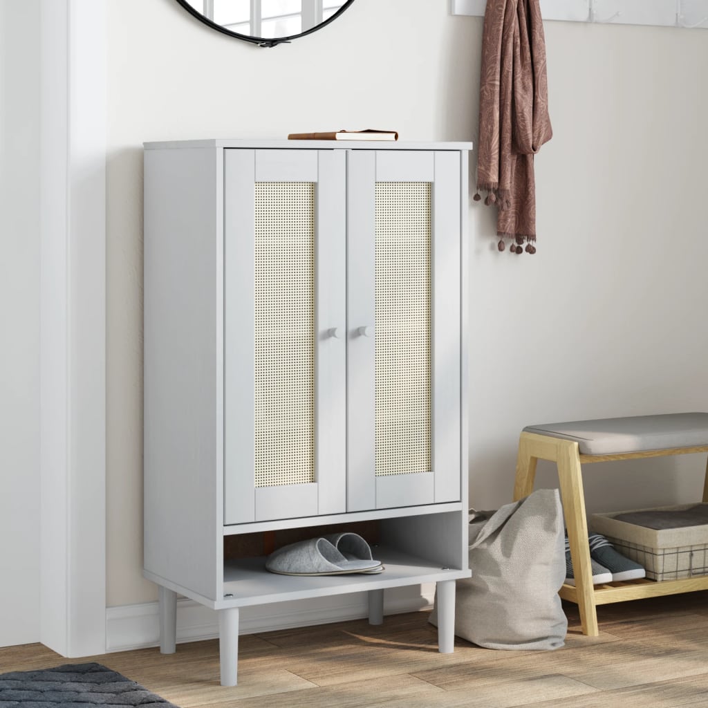 foto del prodotto scarpiera senja aspetto rattan bianco 59,5x35x107 cm massellocod mxl 108295