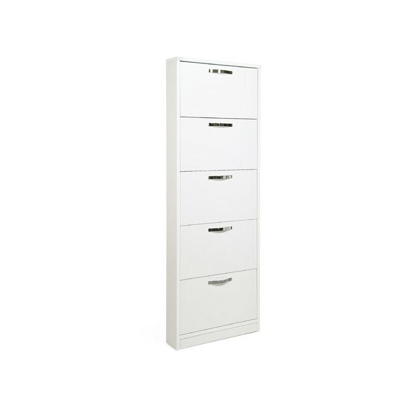 foto del prodotto scarpiera slim bianco frassinato in legno nobilitato 5 ribalte cm 180x65x15