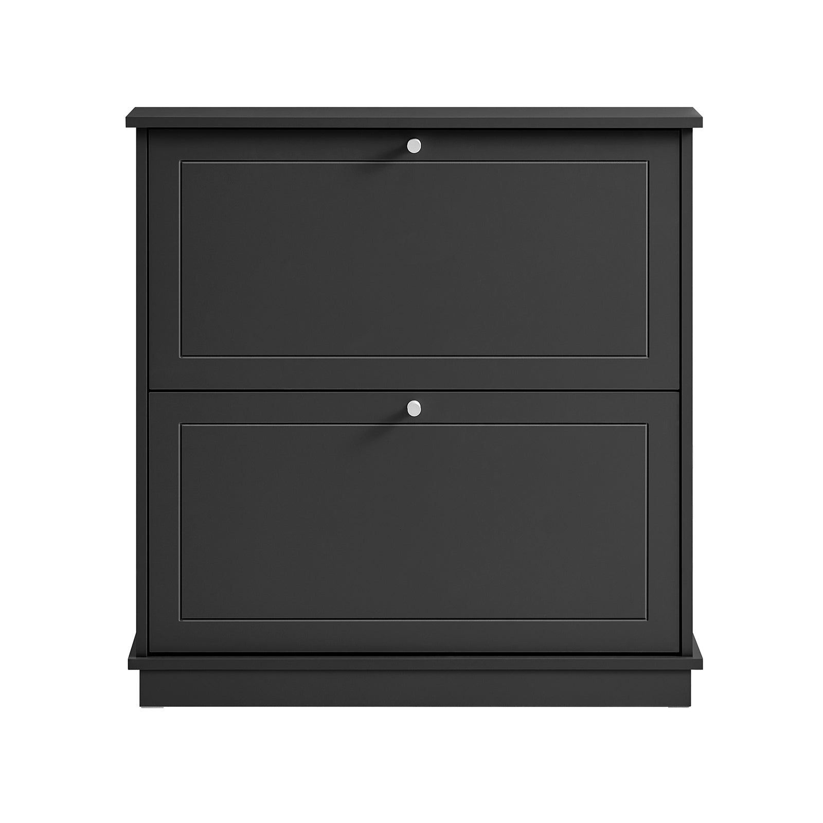 foto del prodotto scarpiera slim con 2 ante e 2 ripiani salvaspazio nero 76x18x79cm fsr99 sch
