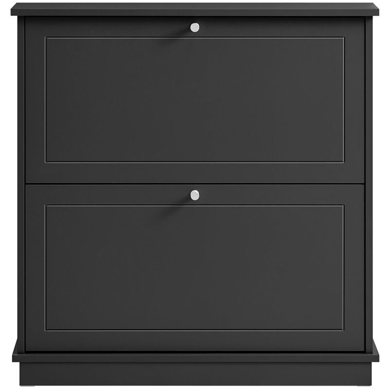 foto del prodotto scarpiera slim con 2 ante e 2 ripiani salvaspazio nero 76x18x79cm fsr99 sch sobuy