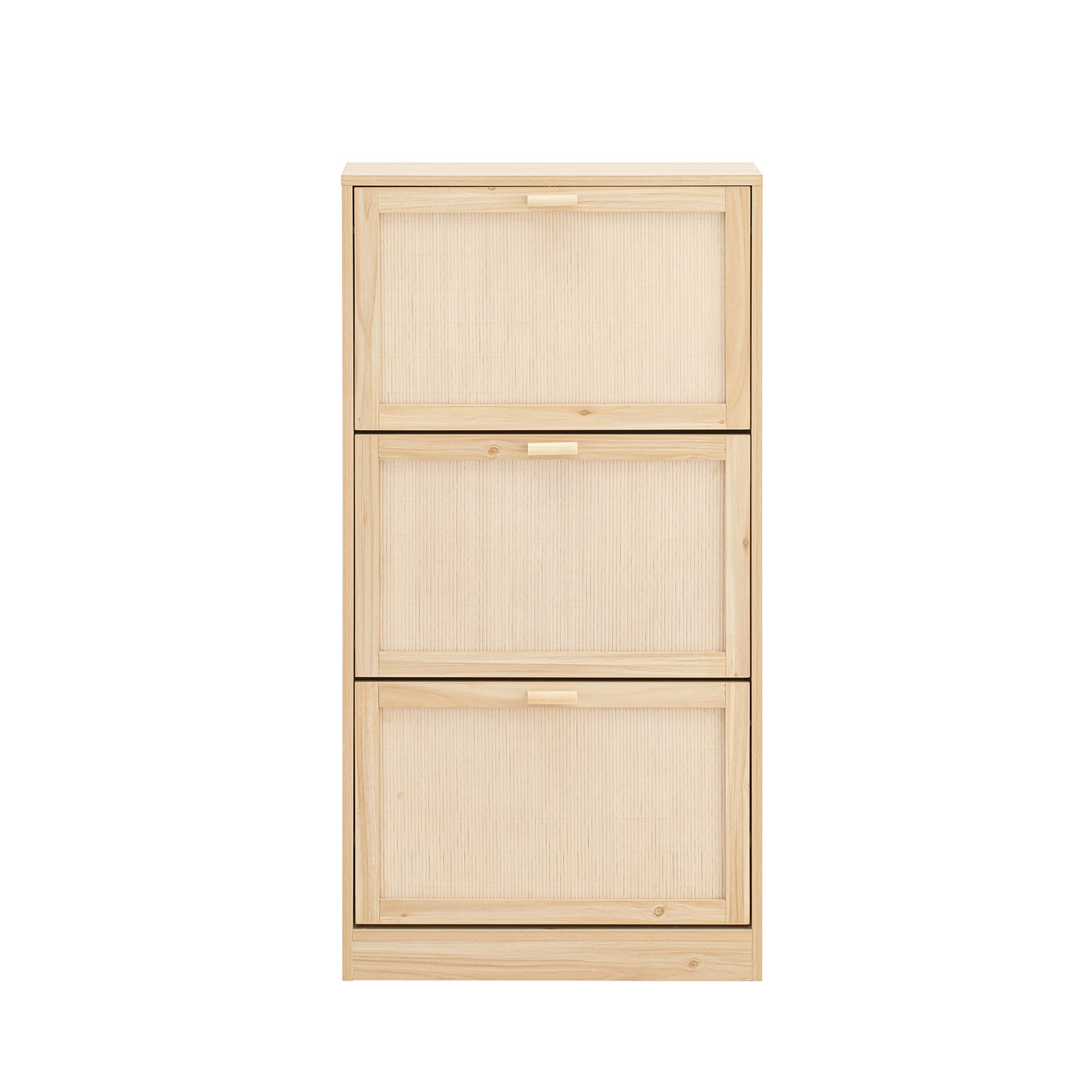 foto del prodotto scarpiera slim da ingresso con 3 ante e 3 ripiani naturale 60x24x118cm fsr159 n