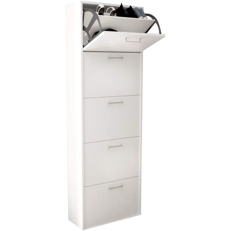 foto del prodotto scarpiera slim da interno a 5 ante con doppio scomparto in legno camilla antiquewhite