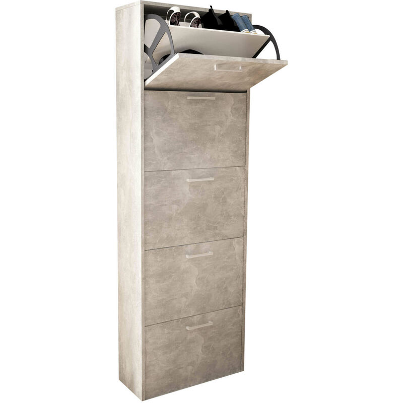 foto del prodotto scarpiera slim da interno a 5 ante con doppio scomparto in legno camilla gray