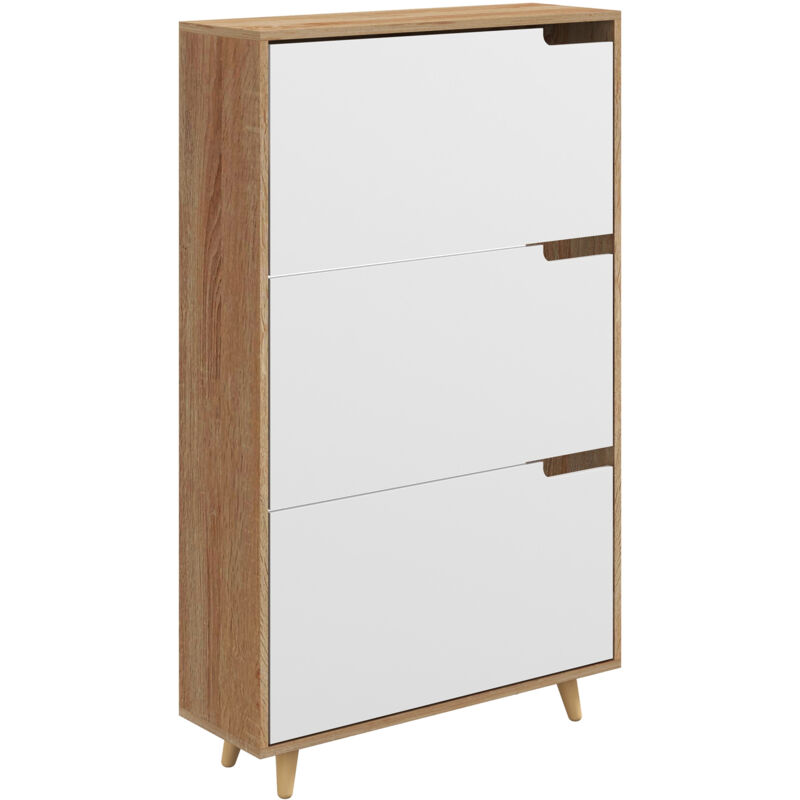 immagine 0 del prodotto scarpiera slim in legno a 3 cassetti per 18 24 paia di scarpe bianco homcom