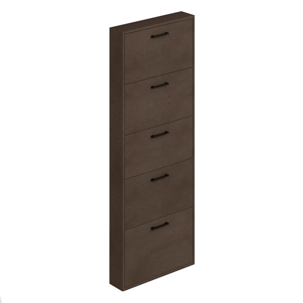 foto del prodotto scarpiera slim in legno nobilitato 5 ribalte fango h.180x65x15 cm