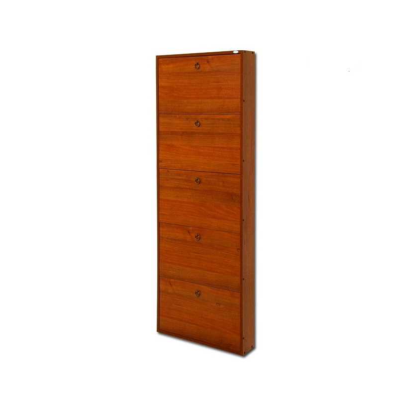 foto del prodotto scarpiera slim in legno nobilitato 5 ribalte noce antico h.180x65x15 cm