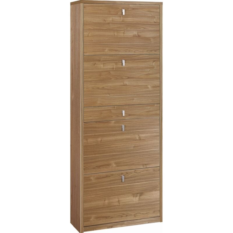 foto del prodotto scarpiera slim noce 4 ante ribalta doppia con cassetto portascarpe mobile