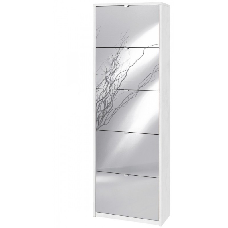 foto del prodotto scarpiera slim salvaspazio cinque ante a specchio bianco ossido 63x29x h190 cm