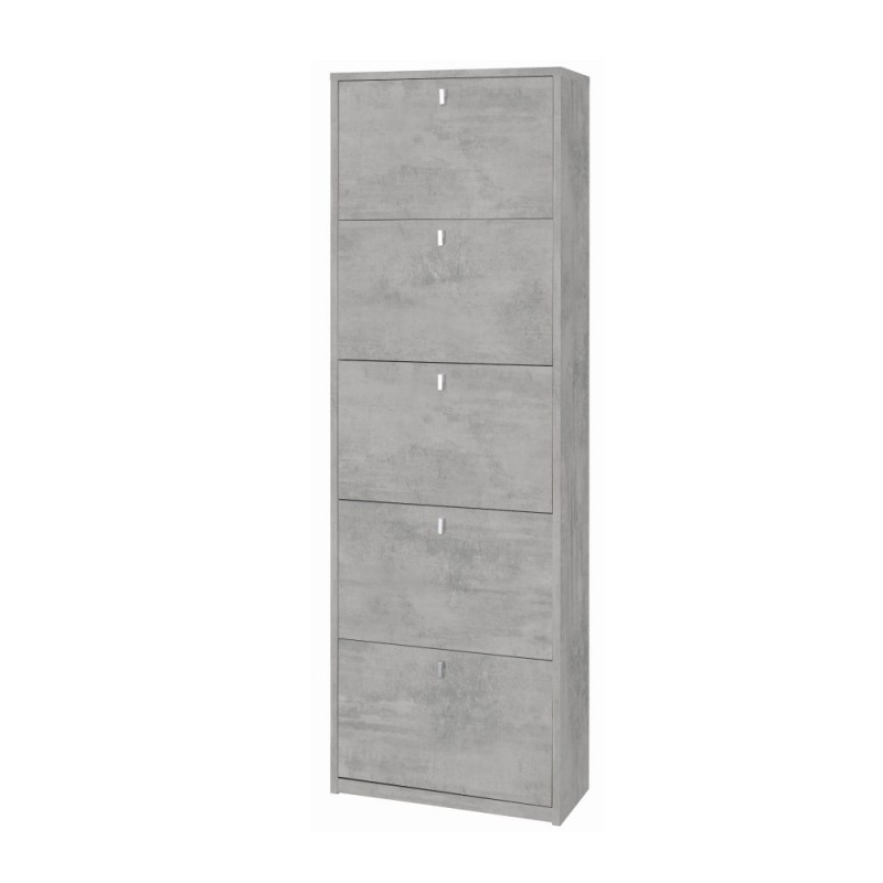 foto del prodotto scarpiera slim salvaspazio cinque ante beton cemento 63x29x h190 cm