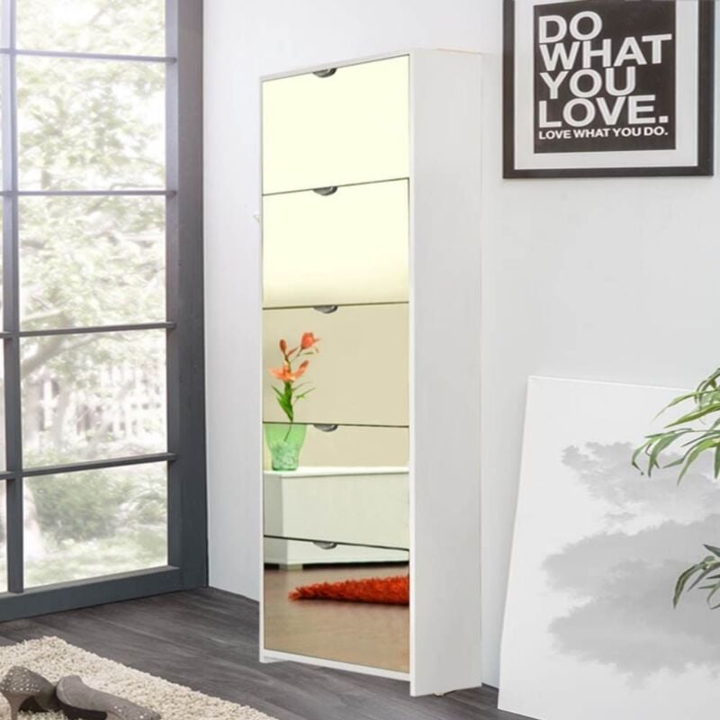 foto del prodotto scarpiera specchio koblenz 5 ante ribalta colore bianco