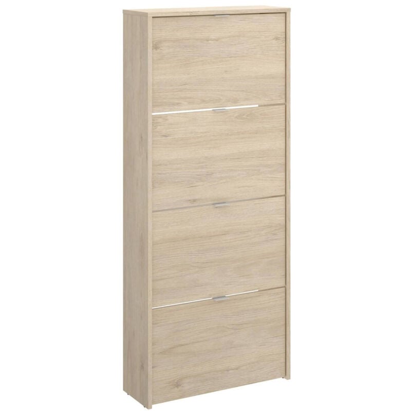 foto del prodotto scarpiera vettore, portascarpe salvaspazio da ingresso, mobiletto porta scarpe a 4 ante a ribalta, 61x25h149 cm, rovere, con imballo rinforzato