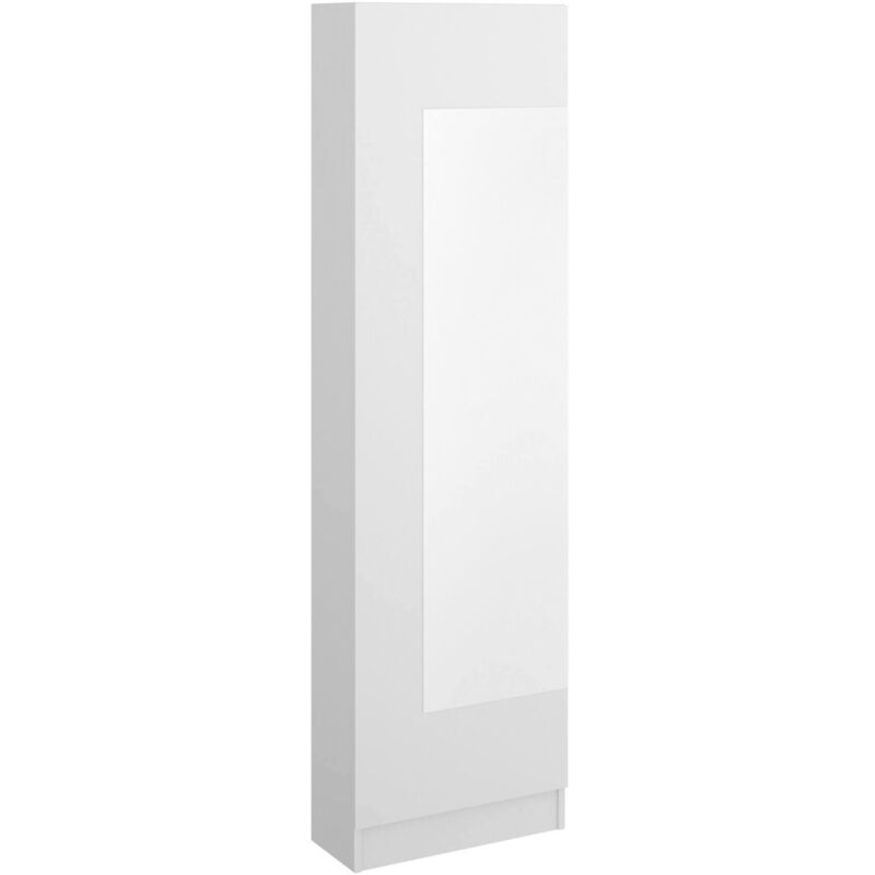 foto del prodotto scarpiera zevola, portascarpe salvaspazio da ingresso, mobiletto portascarpe a 1 anta a specchio, 50x27h186 cm, bianco, con imballo rinforzato dmora