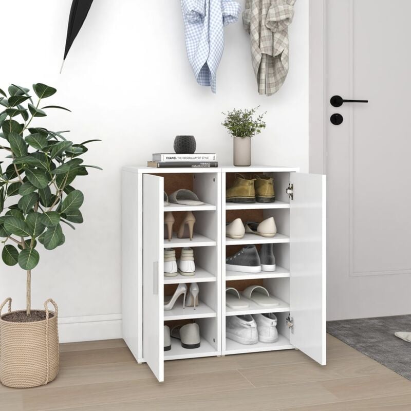 foto del prodotto scarpiere 2 pz bianche 32x35x70 cm in legno multistrato vidaxl