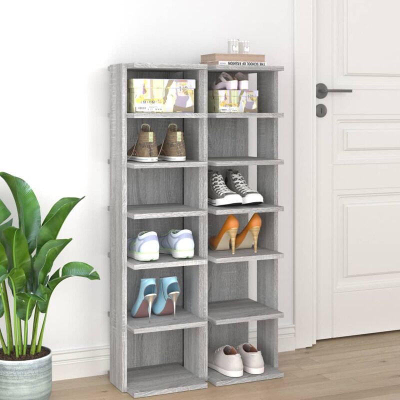 foto del prodotto scarpiere 2 pz grigio sonoma 27,5x27x102cm in legno multistrato