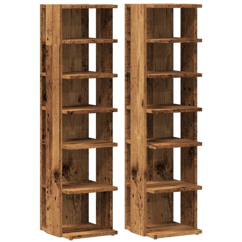 foto del prodotto scarpiere 2 pz legno antico 28x27x102 cm in legno multistrato - vidaxl