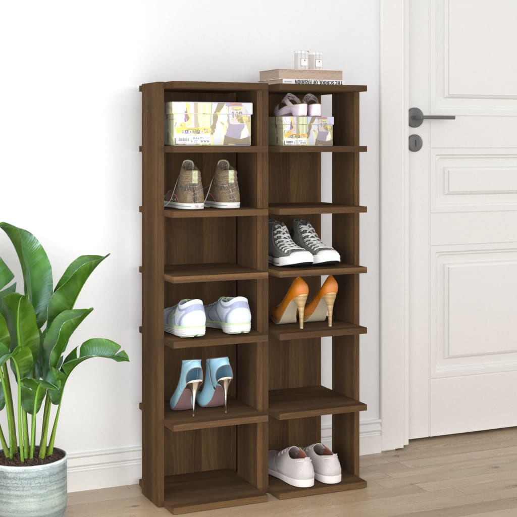 foto del prodotto scarpiere 2 pz marrone rovere 25x27x102 cm in legno multistrato cod mxl 46797